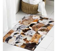 JHAOUNUK Tapis de salle de bain à séchage rapide, tapis de sol absorbant pour la maison, fond antidérapant en caoutchouc, facile à nettoyer, tapis de douche de salle de bain, flocage de cochons d'Inde