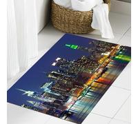 JHAOUNUK Tapis de salle de bain à séchage rapide, tapis de sol absorbant pour la maison, fond antidérapant en caoutchouc, facile à nettoyer, tapis de douche de salle de bain, horizon de New York City