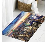 JHAOUNUK Tapis de salle de bain à séchage rapide, tapis de sol absorbant pour la maison, fond antidérapant en caoutchouc, facile à nettoyer, tapis de douche de salle de bain, skyline de New York avec