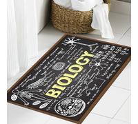 JHAOUNUK Tapis de salle de bain à séchage rapide, tapis de sol absorbant pour la maison, fond antidérapant en caoutchouc, facile à nettoyer, tapis de douche éducatif, tableau noir biologie icônes