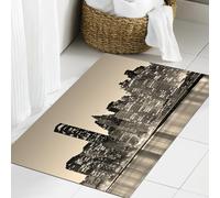 JHAOUNUK Tapis de salle de bain à séchage rapide, tapis de sol absorbant pour la maison, fond antidérapant en caoutchouc, facile à nettoyer, tapis de douche de salle de bain, New York, horizon de