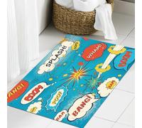 JHAOUNUK Tapis de salle de bain à séchage rapide, tapis de sol absorbant pour la maison, fond en caoutchouc antidérapant, facile à nettoyer, tapis de douche de salle de bain, motif bulles de discours