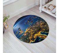 JHAOUNUK Tapis de salle de bain doux, 60 x 60 cm, motif du monde, continent d'Europe centrale, vue nocturne depuis l'espace Vivid Planet, antidérapant, lavable, tapis de bain moelleux absorbant