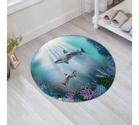 JHAOUNUK Tapis de salle de bain doux, 60 x 60 cm, sous-marin, représentation réaliste de requins et de plantes sauvages, antidérapant, lavable, tapis de bain moelleux, absorbant