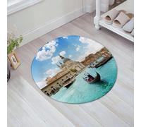JHAOUNUK Tapis de salle de bain doux, 60 x 60 cm, Venise, motif basilique Santa Maria Della Salute beim Grand - Antidérapant et lavable - Tapis de bain moelleux absorbant