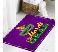 JHAOUNUK Tapis de salle de bain doux 60 x 90 cm, affiche masque de fête de carnaval. Carte de calligraphie et de typographie. Lumières, antidérapant et lavable, tapis de bain moelleux, absorbant