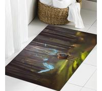 JHAOUNUK Tapis de salle de bain doux 60 x 90 cm, cerf magique qui se promène dans la forêt, esprit de la forêt, antidérapant et lavable, tapis de bain moelleux, absorbant
