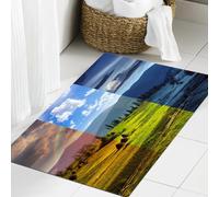JHAOUNUK Tapis de salle de bain doux 60 x 90 cm, collage jour et nuit en paysage composé avec un grain étroit, antidérapant, lavable, tapis de bain moelleux, absorbant