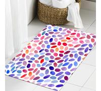 JHAOUNUK Tapis de salle de bain doux 60 x 90 cm, décor géométrique, Trippy abstraits aquarelle mixtes figures mixtes structure funky, antidérapant lavable, tapis de bain moelleux absorbant