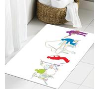 JHAOUNUK Tapis de salle de bain doux, 60 x 90 cm, décor musical jazz, couleurs vives, bande jazz avec instruments, antidérapant, lavable, tapis de bain moelleux, absorbant