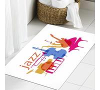JHAOUNUK Tapis de salle de bain doux, 60 x 90 cm, décor musique jazz, équipement jazz en différents modèles, antidérapant, lavable, tapis de bain moelleux absorbant