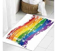 JHAOUNUK Tapis de salle de bain doux, 60 x 90 cm, Grunge arc-en-ciel, drapeau Gay Pride, antidérapant, lavable, moelleux, absorbant