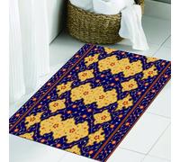 JHAOUNUK Tapis de salle de bain doux, 60 x 90 cm, motif marocain, frontière arabe traditionnelle ottomane, inspiré, antidérapant, lavable, tapis de bain moelleux absorbant