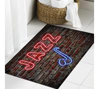 JHAOUNUK Tapis de salle de bain doux, 60 x 90 cm, motif musical, image de néon séduisant All Jazz SI, antidérapant, lavable, moelleux, absorbant