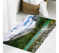 JHAOUNUK Tapis de salle de bain doux 60 x 90 cm - Motif paysage - Lac Canada O'hara Yoho Parc national avec montagnes et photo de la na - Antidérapant - Lavable - Tapis de bain moelleux absorbant