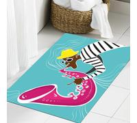 JHAOUNUK Tapis de salle de bain doux 60 x 90 cm, musique jazz-P. Image d'un jazz PS avec saxophoniste, antidérapant et lavable, tapis de bain moelleux absorbant
