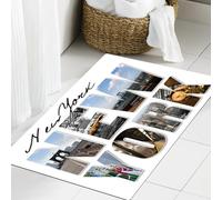 JHAOUNUK Tapis de salle de bain doux 60 x 90 cm, un montage ou un collage sur le thème de New York avec différents tapis de bain, antidérapant, lavable, moelleux, absorbant