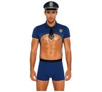 Jhaoyu Costume Détective Sale Pour Homme En Cosplay Haut Court Manches Courtes Boxer Avec Chapeau Et Cravate Bleu XL