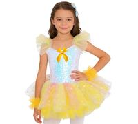 Jhaoyu Enfants Robe De Ballet Danse Fille Tutu Ballet pour Filles Robe De Danse pour Filles avec Paillettes avec Paillettes Party Jaune 3-4 Ans