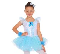 Jhaoyu Enfants Robe De Ballet Danse Fille Tutu Ballet pour Filles Robe De Danse pour Filles avec Paillettes avec Paillettes Party Bleu Clair 11-12 Ans