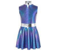 Jhaoyu Fille Ensemble avec Thème du Monde Futur Costume Démon Filles Espace | Sans Manches,Couleur Dégradée,Métallique Brillant,Noël,Halloween,Activités Campus,Jeu De Déguisement,Spectacles Scène