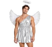 Jhaoyu Homme Costume Cosplay Chevalier Élégant D'Ange Avec Ensemble D'Ailes | Tenue Cupidon La Saint Valentin,Tenues Jeu Rôle D'Anciens Grecs,Costume Fancy Dress Fête Thématiques,Cadeau De Saint-Valentin
