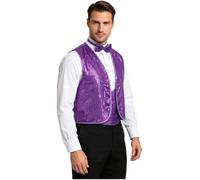 Jhaoyu Homme Costume Disco S Crop Top Veste Cardigan Jacket Sequins Blazer Violet M