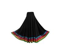 Jhaoyu Jupe De Danse Folklorique pour Femme Jupe Longue Flamenco Balançoire Costume Spectacle Mexicaine Rave Félicitations Noir 87cm 3XL