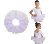 Jhaoyu Jupes Ballet pour Filles pour Spectacle Scène Et Gymnastique Robe en Mousseline Douce Jupe en Mousseline Stratifiée Et Parsemée Paillettes Lavande 3-8 Ans