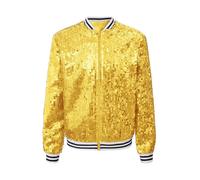 Jhaoyu Manteaux Pailleté De Soirée Pour Enfant Garcon Brillant Blouson Manches Longues Pour Festival De Musique Discothèque Costumes De Fête 5-16 Ans Or 7-8 ans