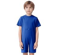 Jhaoyu Vêtements Adaptés Pour Les Enfants En Situation Handicap Avec Accès Aux Tubes Maillot Manches Courtes Pour Garçons Combinaison Fermeture Éclair Larrière Bleu royal 5-6 ans