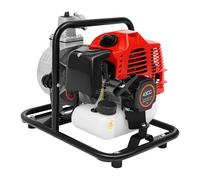 JHAUAI Pompe à eau à essence 2 temps 1,25 kW Pompe moteur pour irrigation | Débit de 35,66 GPM, hauteur de refoulement de 30 m, boîtier absorbant les chocs, refroidissement efficace pour jardin