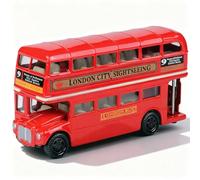 JhavexToy Mini Jouet de Bus, Double étage Buses, Rouge en Alliage Jouet Diecast Autobus Véhicules Moule, Lot de Petites Buses, ModèLes de Bus pour Enfants - Fermé Roof