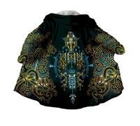 JHBTFQ Cape Viking Mi-Longue Hiver Épaisse Chaude Capuche Peignoir Impression 3D Mythologie Nordique Faux Cachemire Veste Unisexe,Web of wyrd,3XL