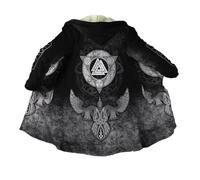JHBTFQ Cape Viking Mi-Longue Hiver Épaisse Chaude Capuche Peignoir Impression 3D Mythologie Nordique Faux Cachemire Veste Unisexe,Odin Raven,XXL
