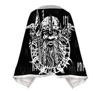 JHBTFQ Couverture Portable Châle Imprimé Viking, Doublé en Polaire Synthétique Portable Voyage Chaud Couvertures pour Les Genoux Cape Cosplay Cadeaux pour Grand-mère,God of Odin,L