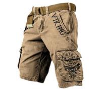 JHBTFQ Imprimé en 3D Viking Short de Randonnée Séchage Rapide Multi-Poches Cargo Short Travail Cosplay Mythes Nordiques Cadeau,Helm of awe,XXL