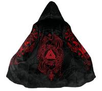JHBTFQ Manteau de Mythe Nordique d'hiver à Capuchon en Cachemire épais et Chaud pour Cosplay Viking Berserker pour Hommes et Femmes,Valknut Raven,S