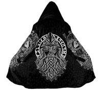 JHBTFQ Manteau de Mythe Nordique d'hiver à Capuchon en Cachemire épais et Chaud pour Cosplay Viking Berserker pour Hommes et Femmes,Odin Beard,XL