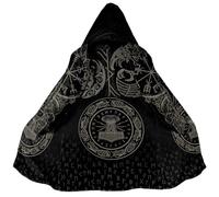 JHBTFQ Manteau de Mythe Nordique d'hiver à Capuchon en Cachemire épais et Chaud pour Cosplay Viking Berserker pour Hommes et Femmes,Viking Symbols,5XL