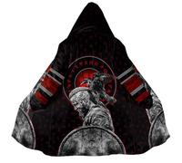JHBTFQ Manteau d'hiver à Capuche Vikings, Mythologie Nordique Cachemire 3D Imprimé Cape Chaude de Longueur Moyenne pour Hommes et Femmes,Ragnar lodbrok,3XL