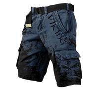 JHBTFQ Short d'été Viking Valhalla Crâne avec Vegvisir Runes d'Odin Pantalon de Randonnée pour Hommes Entraînement/Sports/Pantalon de Plage Cadeau Nordique,Dark Blue,XL