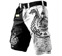 JHBTFQ Short Viking pour Hommes Imprimé en 3D Mythe d'Odin Voyages Randonnée Pantalon Cargo Été Boxe de Plage Cadeau Nordique,Viking Ship,4XL