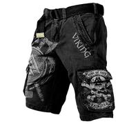 JHBTFQ Short Viking pour Hommes Imprimé en 3D Mythe d'Odin Voyages Randonnée Pantalon Cargo Été Boxe de Plage Cadeau Nordique,Sons of Odin,3XL