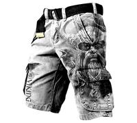 JHBTFQ Short Viking pour Hommes Imprimé en 3D Mythe d'Odin Voyages Randonnée Pantalon Cargo Été Boxe de Plage Cadeau Nordique,Odin God,L