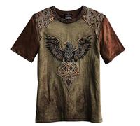 JHBTFQ T-Shirt Viking pour Homme Imprimé 3D Lin d'été Manches Courtes Yggdrasil/Arbre de Vie Tops Femme Cadeau Nordique,Odin Raven,3XL