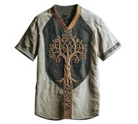JHBTFQ T-Shirt Viking pour Homme Imprimé 3D Lin d'été Manches Courtes Yggdrasil/Arbre de Vie Tops Femme Cadeau Nordique,Tree of Life c,5XL