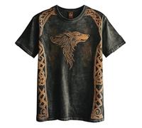 JHBTFQ T-Shirt Viking pour Homme Imprimé 3D Lin d'été Manches Courtes Yggdrasil/Arbre de Vie Tops Femme Cadeau Nordique,Fenrir Wolf,XL