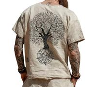JHBTFQ T-Shirt Viking pour Homme Yggdrasil/Arbre de Vie Imprimé en 3D Été Lin Manches Courtes Médiéval Nordique Cadeau,Celtic Knot,4XL
