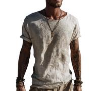 JHBTFQ T-Shirt Viking pour Homme Yggdrasil/Arbre de Vie Imprimé en 3D Été Lin Manches Courtes Médiéval Nordique Cadeau,Helm of awe,M